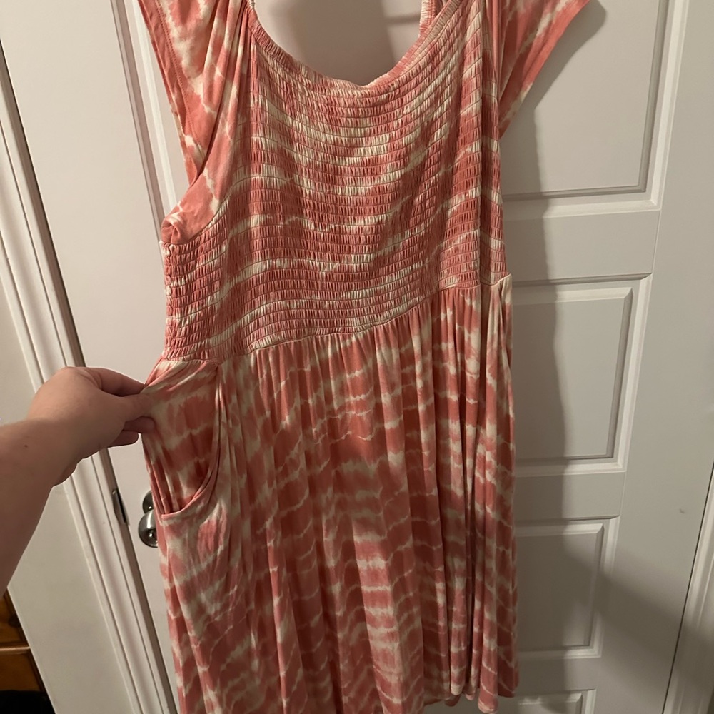Torrid Pink and White Strapless Dress